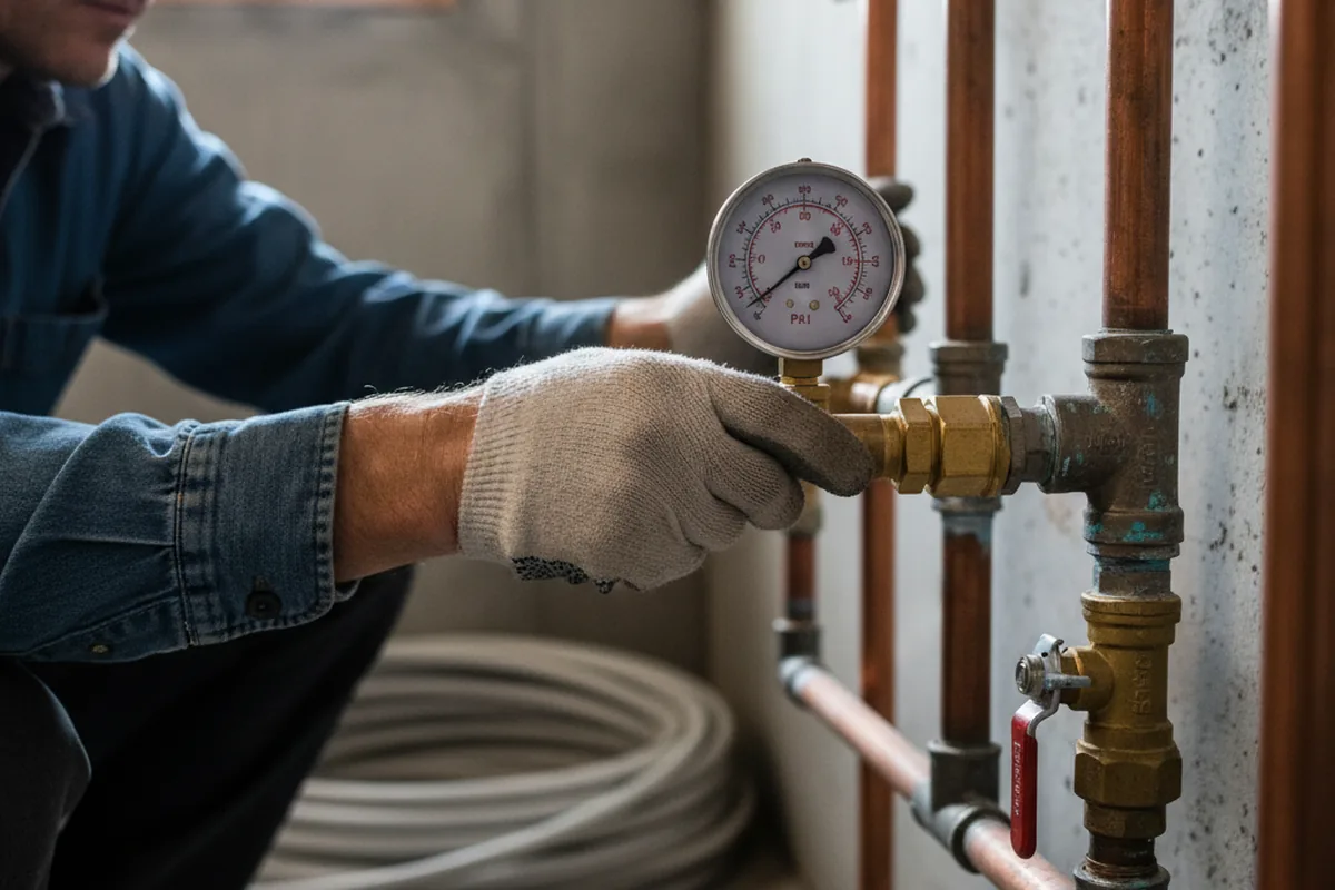 Pressure testing a repaired line during Water Line Repair in Highland Mills